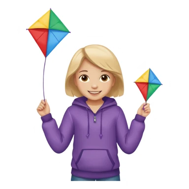 little girl kid holding kite in front of her chest sticker