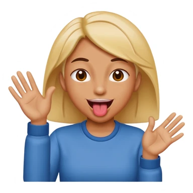 tounge out with hands to the sides and winking sticker