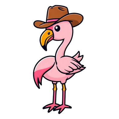 Flamingo with cowboy hat sticker