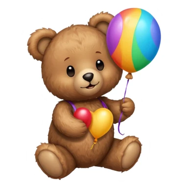 Teddy bear with colourful balloon in hand sticker