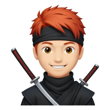 smiling red-haired ninja boy sticker