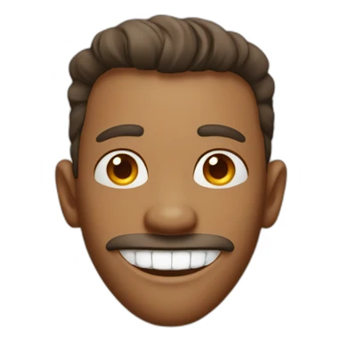 A man smiling with a missing front tooth sticker