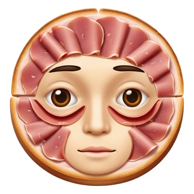 face with slices of ham over the eyes sticker