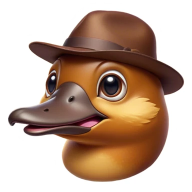 Cinematic Comical Platypus Portrait Emoji, Head tilted dramatically with an exaggeratedly amused expression, featuring a striking, glossy brown fur with a whimsically flat duckbill and wide, expressive eyes full of playful disbelief, Simplified yet hilariously expressive features, highly detailed, glowing with a slightly sassy glow, high shine, dramatic yet playful, stylized with an air of cheeky aquatic mischief, bright and endearing, soft glowing outline, capturing the essence of a spirited and over‐the‐top platypus, so meme‐worthy it feels like it could quack its way into internet fame instantly! sticker