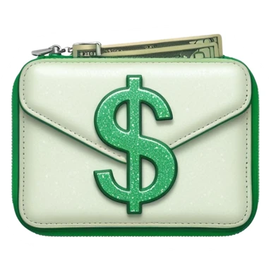 glitter white wallet green symbol $ sticker