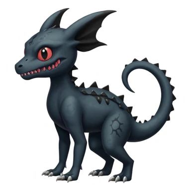 Vintage Dull Dark Gloomy Duskull-Salandit-Umbreon-Fakémon-hybrid-creature (full body)  sticker