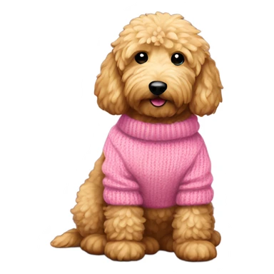 Mini golden doodle, more darker with a pink sweater sticker