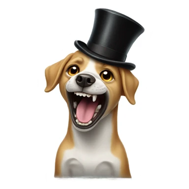 Dog with a top hat screaming to a lizard sticker