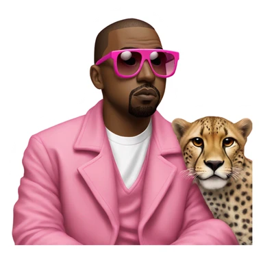 Kanye west smoking a zoot with a cheetah wearing pink glasses sticker