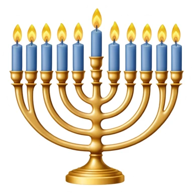 Gold Menorah with four candles on each side sticker