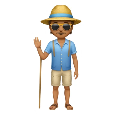 full body man with straw hat sticker