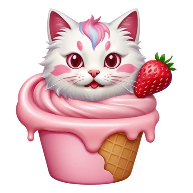 Cat eating frozen yogurt sticker