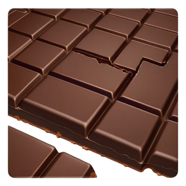 Cinematic silky dark chocolate bar, broken into perfect squares, rich cocoa tones, slightly melting edges, fine texture and decadent shine, warm golden highlights, tempting and rich. sticker