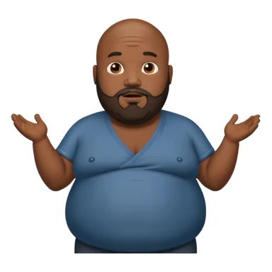 Fat black bald guy with beard shrugging sticker