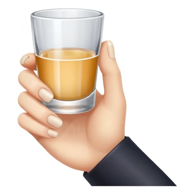 a hand holding a tiny shot glass sticker