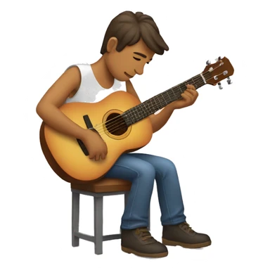Un muchacho triste con una guitarra en su espalda  sticker