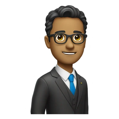 licenciado de piel morena con lentes para computadora y traje formal con brazos cruzados sticker