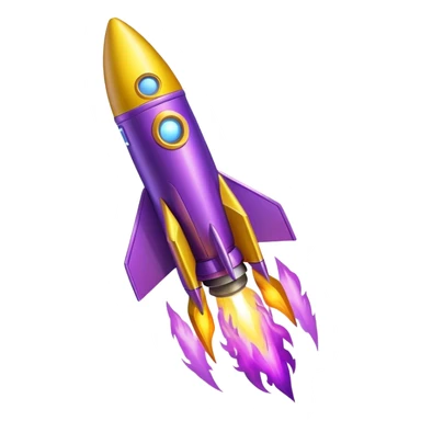 yellow rocket with purple fire flying in cosmos sticker