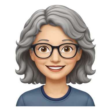 Femme 53 ans lunettes cheveux gris ondulés  sticker