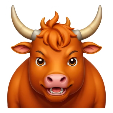 create me a color deep orange bull face that is happy, shock, celebrate, sad, mad, victory, chill sticker
