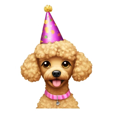 Blonde toypoodle with birthdayhat sticker