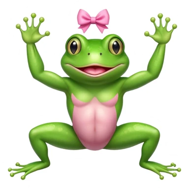 Green frog with pink bow flexing muscles sticker