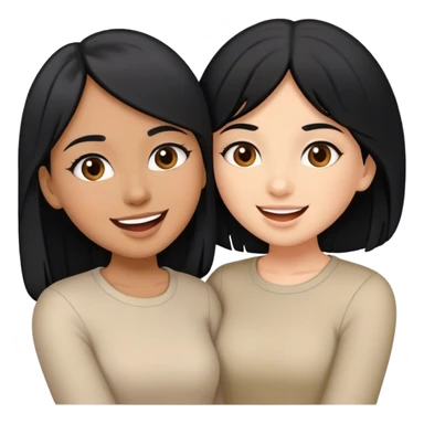 Sisters with black hair having fun with eachother sticker