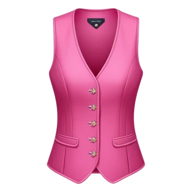 a stylish women’s vest, sleeveless, elegant and decorative design, in a bright pink color with small cute details, feminine and fancy look, no background, ONLY VEST sticker