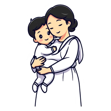 Mother hugging a child sticker