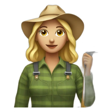 woman farmer pitchfork sticker