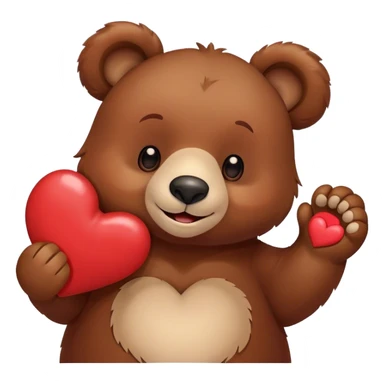A bear hold half of a heart that says hello sticker