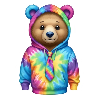 standing tiedye bear wearing a tiedye hoodie sticker