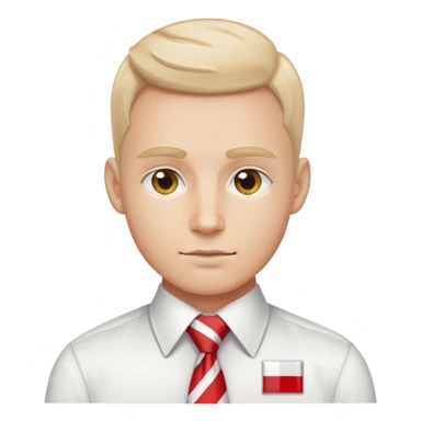 man in tie with polish flag sticker