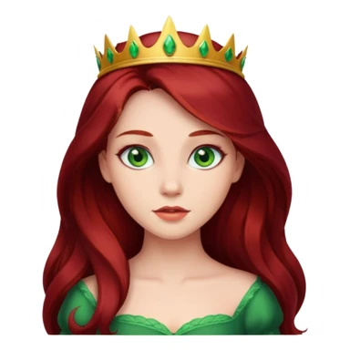 Princess with long dark red hair green eyes sticker