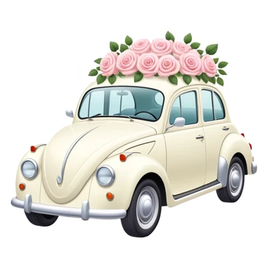 Gorgeous romantic pastel White Wedding car with beautiful pastel roses sticker