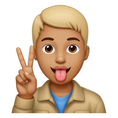 tongue out doing a peace sign sticker