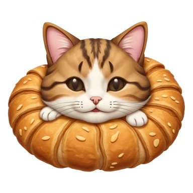 dark brown tabby and white cat in croissant position upside down with eyes closed sticker