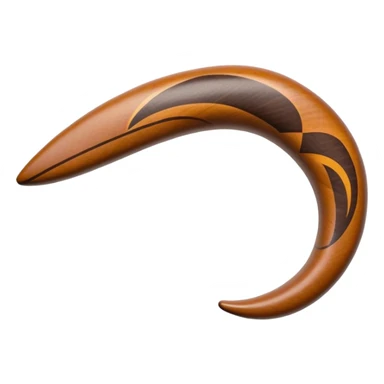 Cinematic Realistic Boomerang Emoji, depicted as a sleek, curved traditional Aboriginal tool rendered with detailed textures and a dynamic sense of motion, symbolizing cultural significance and natural craftsmanship under warm earthy lighting. sticker