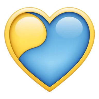 A heart colored half blue half yellow sticker