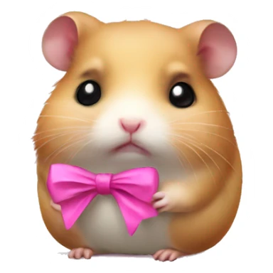 Sad hamster with a pink bow sticker