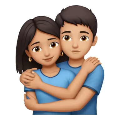 indian boy hugging indian girl from behind... boys hand down near navel of girl... boys head on the shoulder of girl... hugging tight sticker