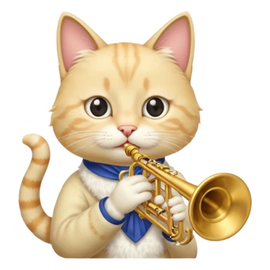 blonde cat play trumpeter, portrait sticker