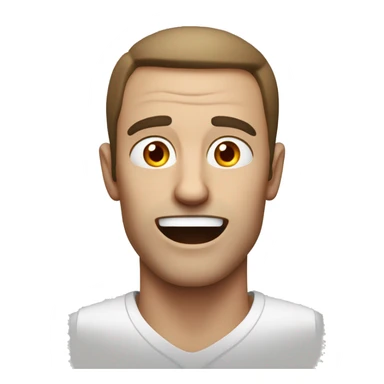 Picture a white man, where the eyes are bloodshot red with a tired or dazed expression. The eyebrows are slightly raised, and the mouth is either in a lazy smile or slightly open in a neutral way. sticker