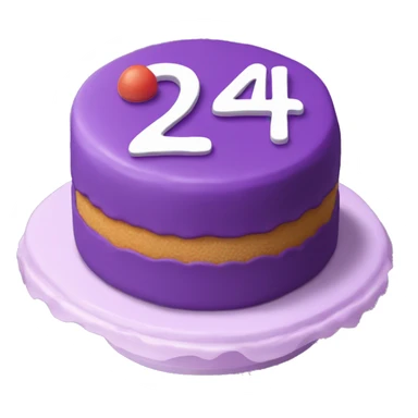 Purple Colored bento cake with frosting written on the cake the number 24 sticker