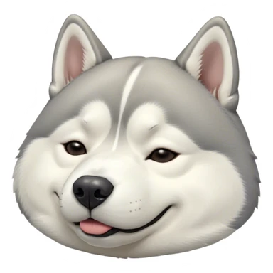 Cinematic Meme-Worthy Chubby Sleeping Siberian Husky Portrait Emoji, Head resting peacefully with a contented smile, featuring a delightfully chubby build and a luxuriously fluffy grey and white coat, eyes shut in a serene nap, Simplified yet hilariously adorable features, highly detailed, glowing with a soft, drowsy light, high shine, relaxed and utterly lovable, stylized with an air of playful laziness, bright and endearing, soft glowing outline, capturing the essence of a comically sleepy companion, so meme-worthy it feels like it could instantly become the next viral sensation of adorable slumber! sticker