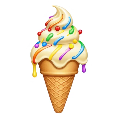ice cream cone with vanilla scoop and rainbow sprinkles sticker