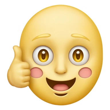 Original yellow Emoji face stressed out with one eye half open quivering out of anxiety and a singular thumbs up sticking out.  sticker