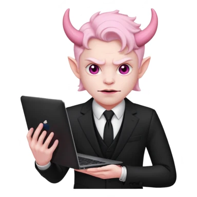 satan god with laptop, pink sticker