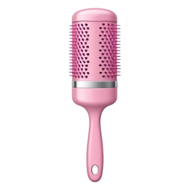 light pink cylindrical hair brush, shiny finish sticker