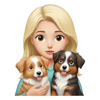 Blonde girl holding two australian shepherds sticker